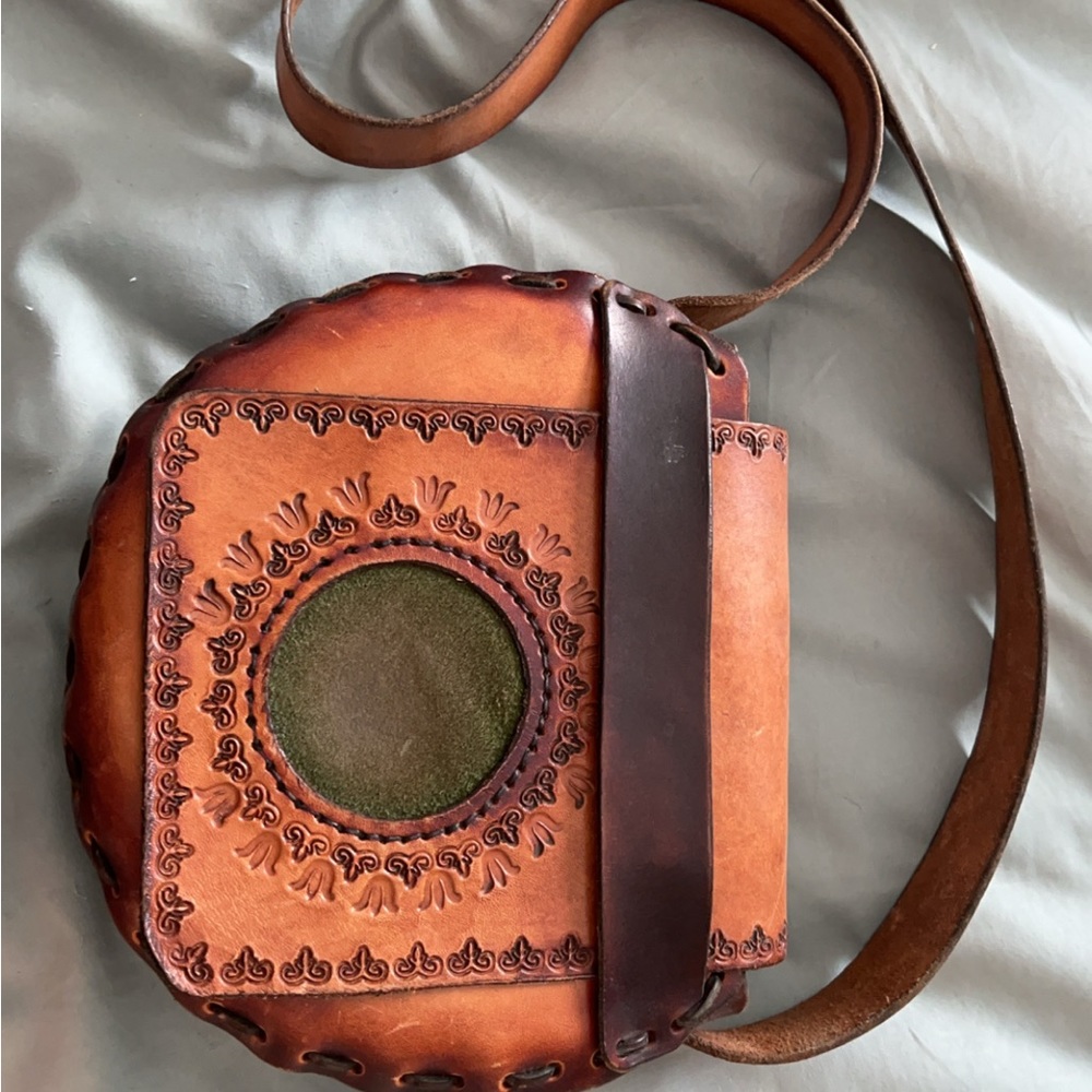 Vintage Leather Saddlebag Braided Boho Bag